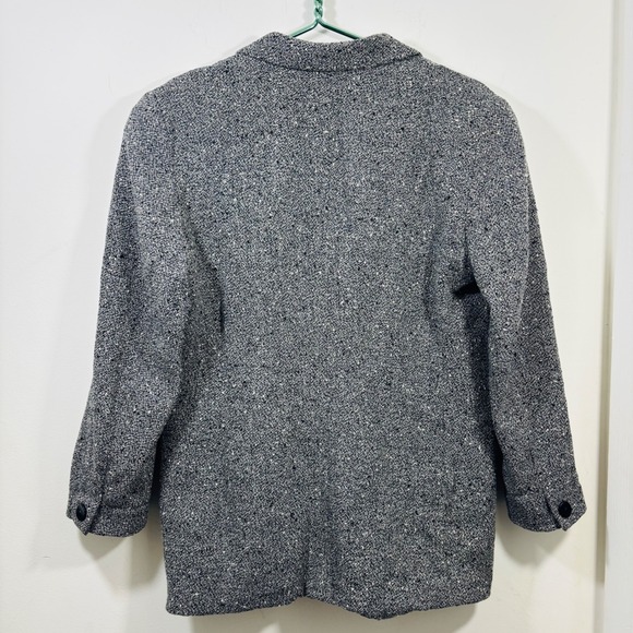 VTG Pendleton Classic Women's Gray Black White Tweed Wool Blazer Size 8 - Picture 3 of 7